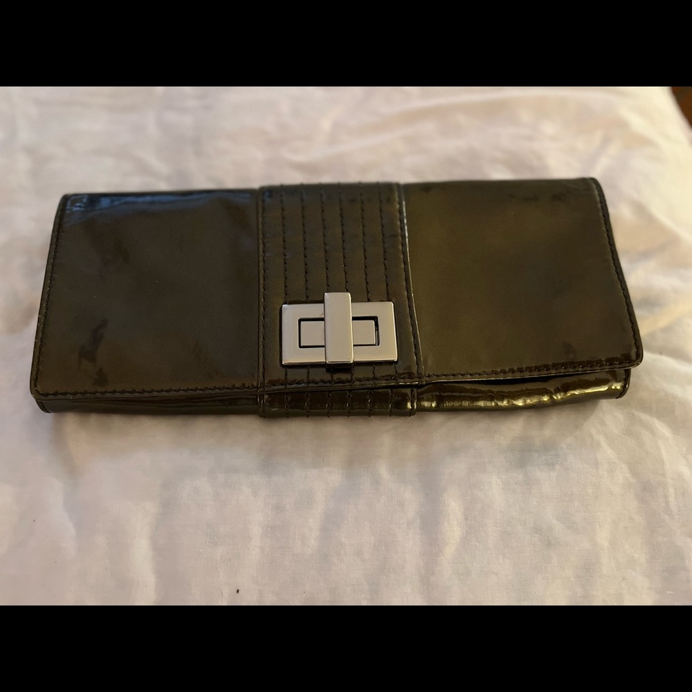 Kooba Penelope Patent Leather Brown Clutch